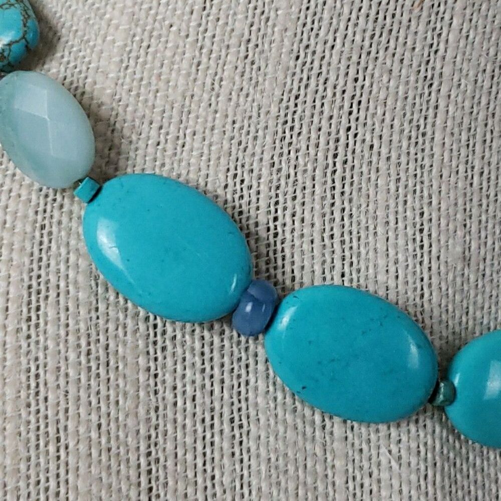 Tica Rosa Turquoise Howlite Amazonite Multi-Stone Necklace 17" Sterling .925 - Picture 8 of 16
